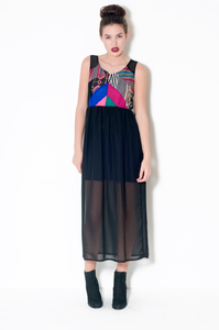 Image of Black Patchwork Maxi Dress